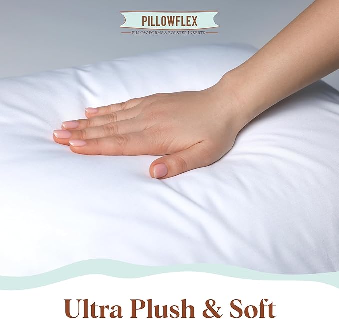 Pillowflex Synthetic Down Pillow Insert - 14x40 Down Alternative Pillow, Ultra Soft, Large Rectangle Body Sleeping Pillow, Lumbar, Long, Back - 1 Decorative Pillow Form