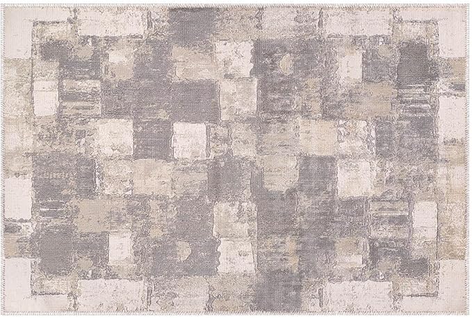 Beverly Rug Modern Abstract Entry Rug 2x3 Luxury Ultra Soft Vintage Indoor Area Rugs for Living Room Stain Resistant Non Shedding Indoor Carpet Alfombras para Salas Modernas (2 x 3 Gray)