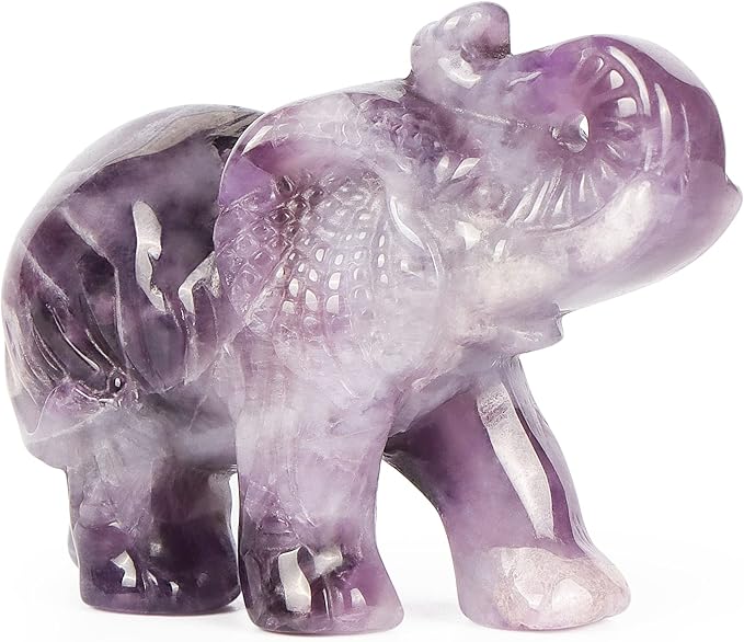 2.5 Inch Amethyst Crystal Elephant Statue Elephant Figurine Elephant Sculpture Gemstone Hand Carved Healing Craft Home Office Decor Gifts