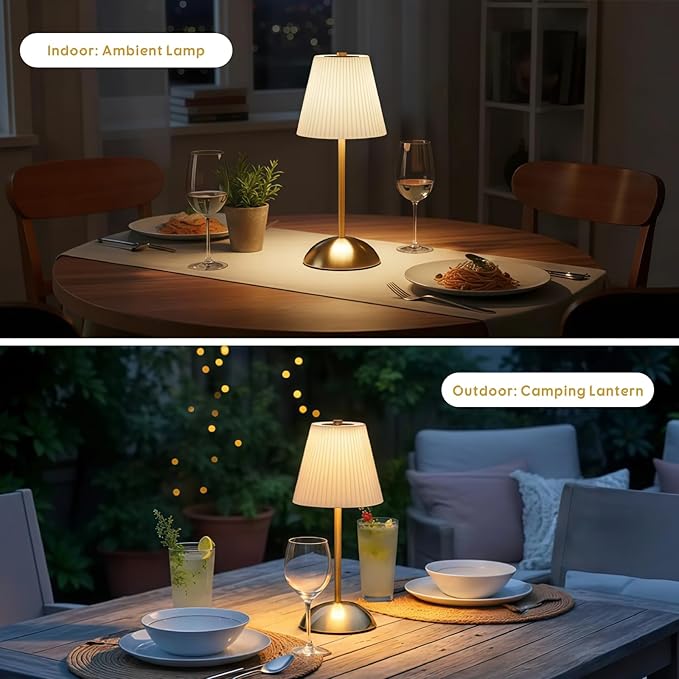 2-Pack Cordless Rechargeable Table Lamps, 3CCT & Stepless Dimming, LED Battery Operated Table Lamp with Touch Switch for Use in Bedroom, Dining Room, Outdoors, 12 * 5 Inches (White)