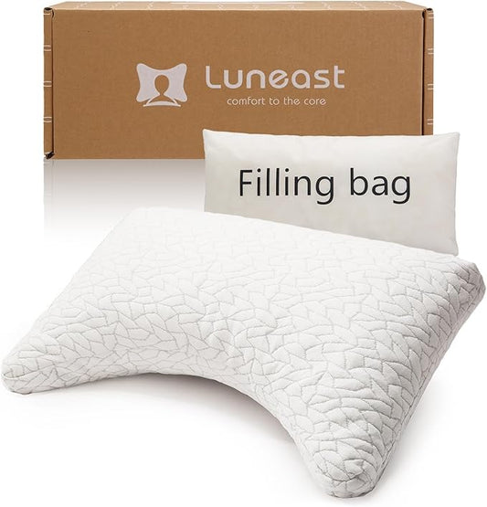 Luneast Memory Foam Pillows for Sleeping Adjustable Breathable Bed Pillow for Side, Back, and Stomach Sleepers Washable Pillow Cover Stardust King Size 18x34IN
