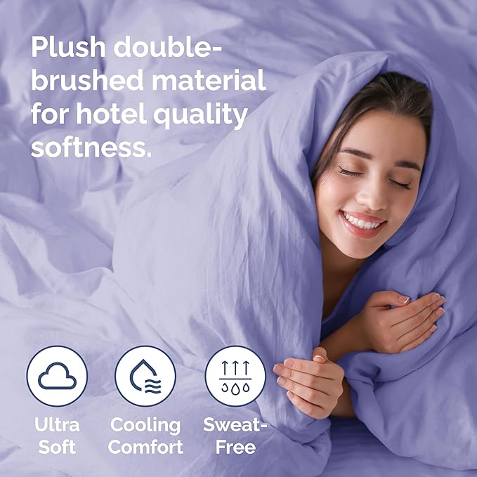 CGK Unlimited Duvet Cover Cal King Size Set - Extra Soft Cal King Size Duvet Cover 104 x 98 with 2 Pillow Shams - Hotel Quality w/Zipper Closures & Ties - Bedding and Bed Linens Set (Lavender)