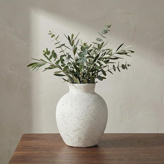 6.1 Inch White Ink Dot Vase, Rustic Ceramic Vase for Home Decor, Farmhouse Decorative Flower Vase for Living Room,Entryway, Table Centerpiece, Perfect for Pampas Grass, Eucalyptus