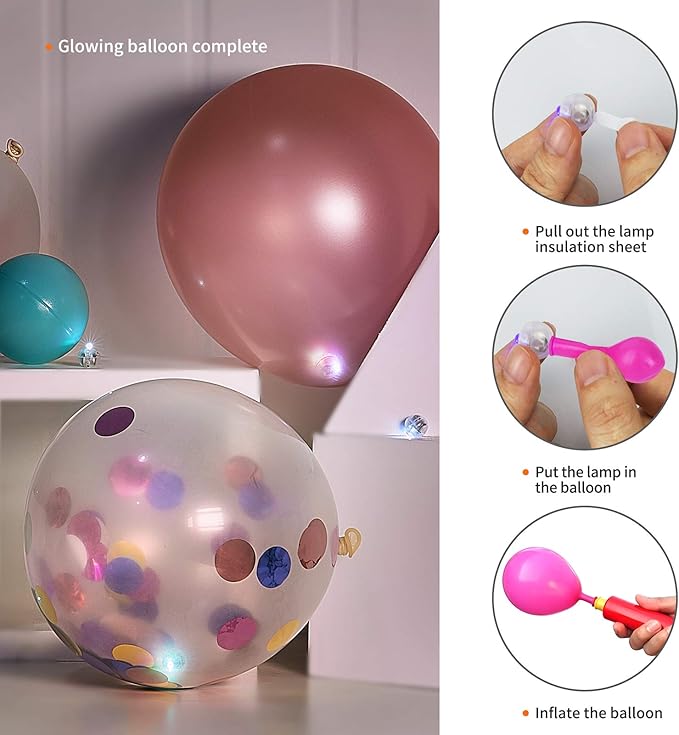 Aogist 50pcs Orange Balloon Lights,Long Standby Time Waterproof Mini Light,Battery Powered,Round LED Ball Lamp for Latex Balloon Paper Lantern Party Wedding Festival Christmas Halloween Decorative