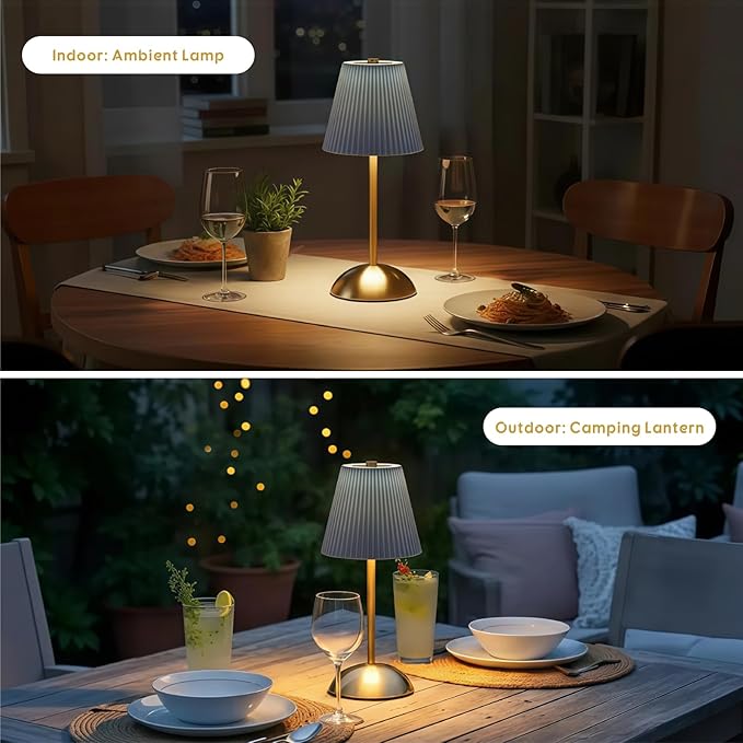 Set of 2 Wireless Cordless Lamps Rechargeable, 3CCT & Stepless Dimming, LED Battery Table Lamp with Touch Sensor Technology for Desk, Bedside, Outdoor Settings, 12 * 5 Inches (Slate Blue)