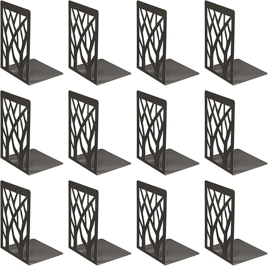 MSDADA Bookends, Book Ends for Shelves, Bookends for Office, Book Ends for Heavy Books, Book Shelf Holder Stand Home Decorative，Metal Bookend Supports, Book Stoppers, Black(6 Pairs)