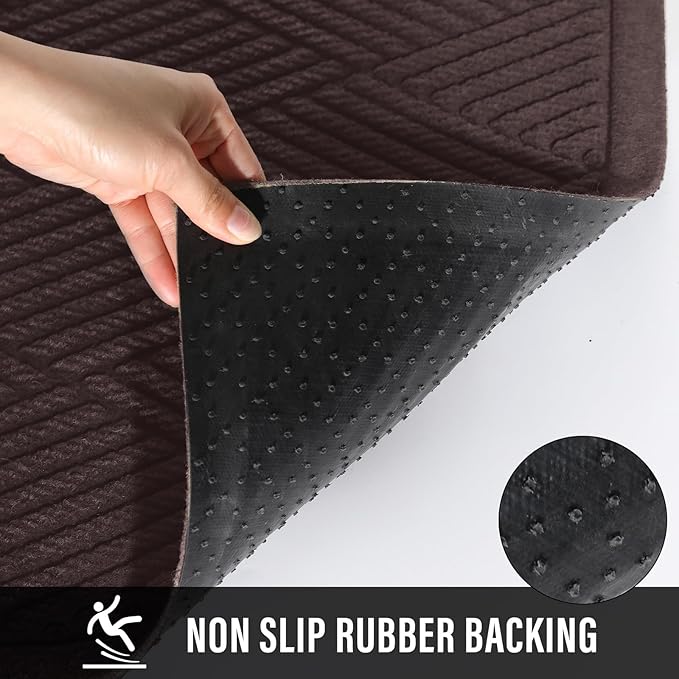HIYARD Sturdy Front Door Mat, Absorbent Muddy Dirt Resist Welcome Door Mats Outdoor Indoor, Stain and Fade Resistant, Non-Slip Rubber Backing Low Profile Doormat for Entryway, 72×24, Coffee