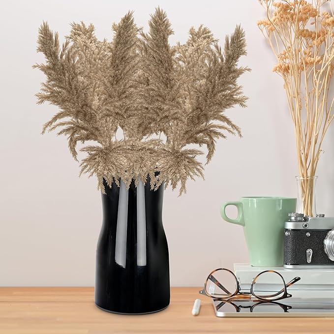 Black Glass Vases for Flowers-Clear Glass Vase for Centerpieces Large Vases for Flowers Dried Flower Home Decor Living Room Kitchen Office Wedding (Black)