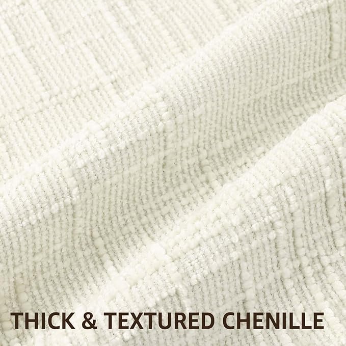 decorUhome Spring Cream White Chenille Euro Sham Throw Pillow Covers 22x22 Set of 2 Textured Slubby Couch Pillow Covers Farmhouse Accent Modern Neutral Decorative Pillow Cases for Bed Sofa Living Room