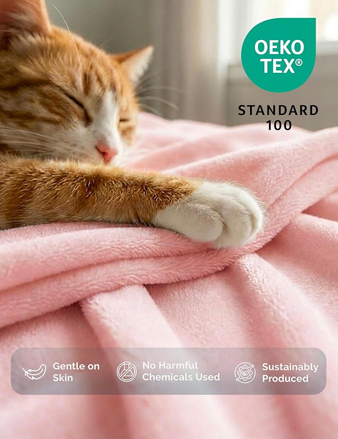 Casa Platino Fleece Throw Blankets – 300 GSM Pink – Soft Cozy Warm Holiday Throws for Winter, Fuzzy Plush Elegant Gifts for Kids, Men & Women - Ideal for Couch, Sofa, Chair or Bed - 50x60 Inch