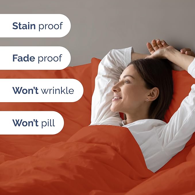 Duvet Cover Twin/Twin XL Size Set - Extra Soft Duvet Cover 68 x 90 with 1 Pillow Sham - Hotel Luxury, Easy Care and Fade Free with Zipper Closures & Ties - Comfy, Breathable Bedding Set (Terracotta)