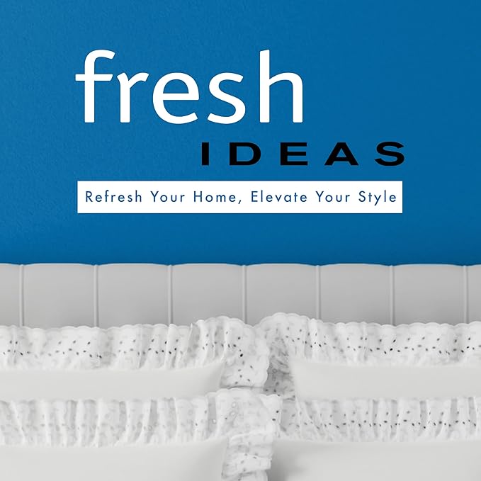 FRESH IDEAS Bedding Ruffled Bedskirt, Classic 14” Drop Length, Gathered Styling, Queen, Ivory (FRE30114IVOR03)