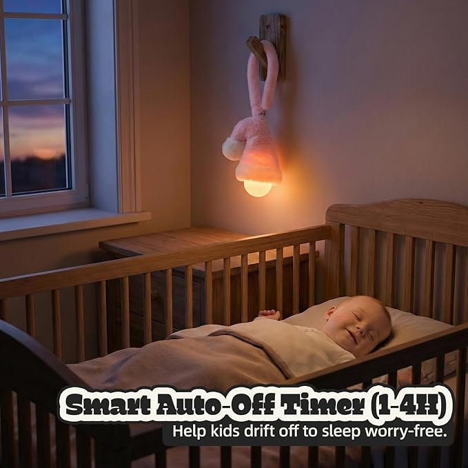 Aesthetic Plush LED Night Light, 1200mAh Rechargeable Mood Lamp, 3 Color Temperatures (Warm/Nature/Cool), 150 Lumens Dimmable Nursery Light with Remote, 1-4H Timer, Bedside Decor, Pink