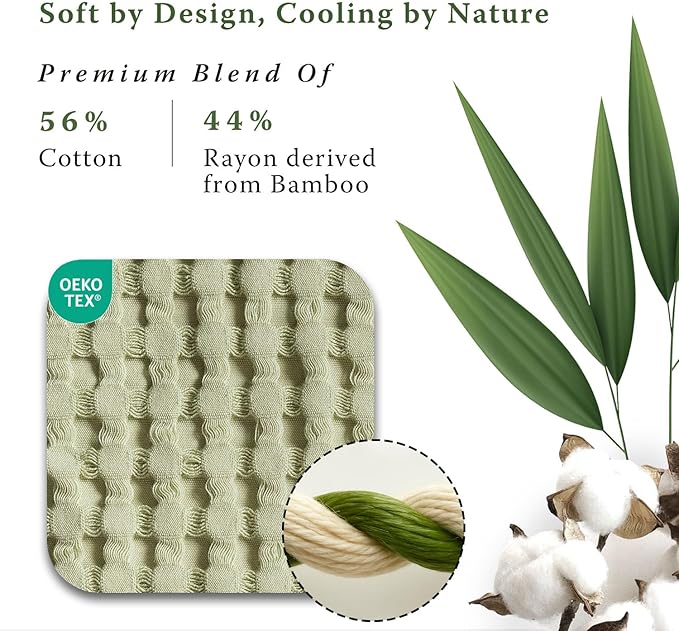 Threadmill Cooling Cotton Waffle Queen Size Blanket | Breathable, Lightweight & Ultra-Soft |Made from Rayon Derived from Bamboo | Cooling Throw Blanket for Couch and Sofa|90 x 92 Inches | Sage Green