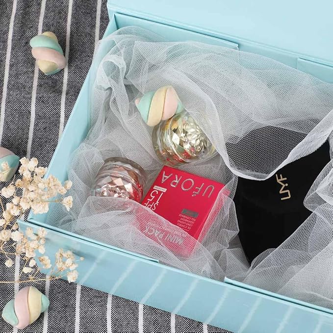Sturdy Collapsible Gift Boxes (5pc): Blue, Rectangle (9.5x7x4 Inches) w/ Magnetic Lid for Proposals & Packaging