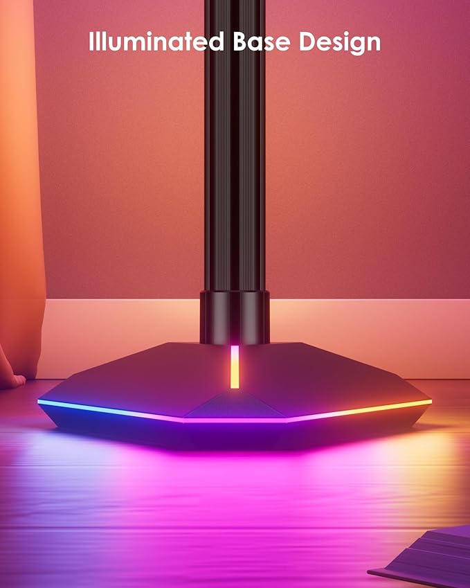 2PCS Floor Lamp with Illuminate Base, 50" RGB+IC Cool White LED Floor Lamp Color Changing 24V with Music Sync 16 Million DIY Colors Modern Smart Stand Lamp for Bedroom, Living Room, Studio