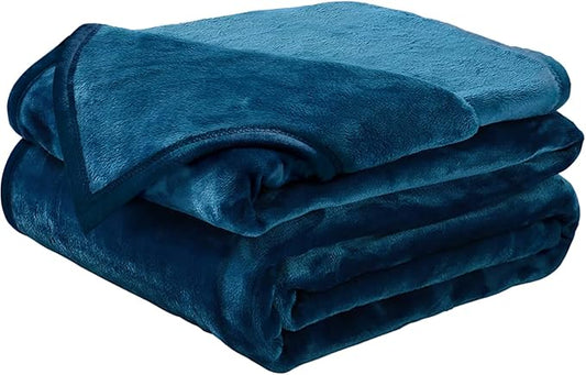 Soft Queen Size Blanket Warm Fuzzy Microplush Lightweight Thermal Fleece Blankets for Couch Bed Sofa,90x90 Inch, Peacock Blue