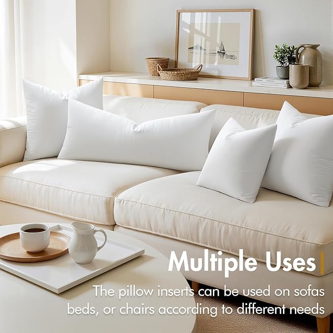 MIULEE 14x22 Down Alternative Pillow Insert, Fluffy Soft Throw Pillow for Couch Bed Sofa Plush Luxury Lumbar Support