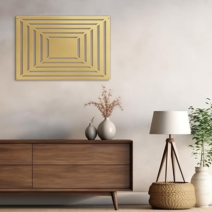 SIGNLEADER Metal Wall Decor Rectangles Gradient Minimalist Modern Luxury Wall Sculpture Hangings 3D Statue Home Decoration for Living Room, Bedroom, Bathroom, Kitchen, Fireplace, Office - 18" Gold