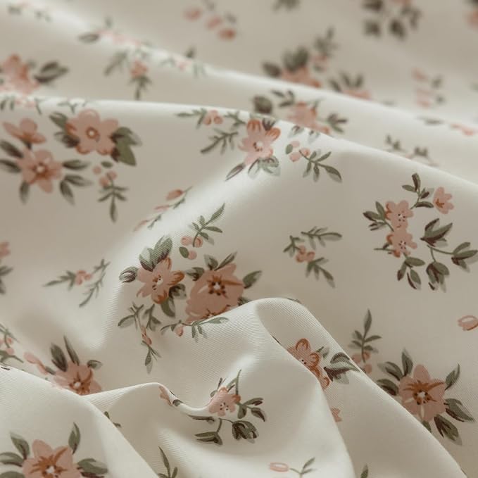 Pink Floral Duvet Cover King Chic Peach Flower Bedding Set King Girls Boho Flower Duvet Cover Vintage Blush Pink Comforter Cover 100% Cotton Botanical Cottagecore Bedding Cover with Zipper Closure