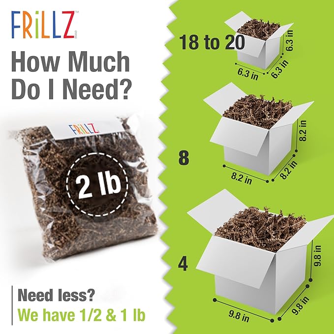 FRILLZ Crinkle Cut Paper Shred Filler for Baskets, Gifts, Packing and Protecting your Halloween, Fall Festival, Birthday and other events (2 pound, Orange)