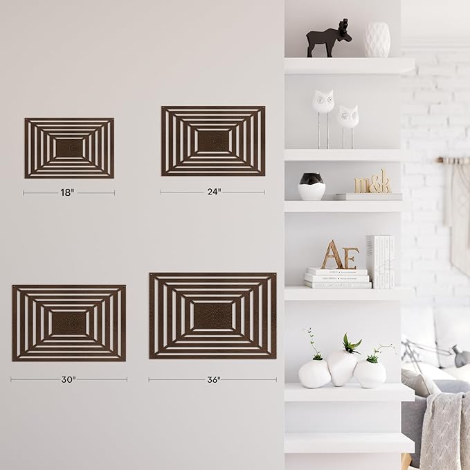 SIGNLEADER Metal Wall Decor Rectangles Gradient Minimalist Modern Luxury Wall Sculpture Hangings 3D Statue Home Decoration for Living Room, Bedroom, Bathroom, Kitchen, Fireplace, Office - 18" Bronze
