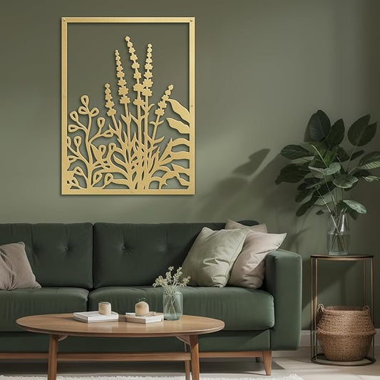 SIGNLEADER Metal Wall Art Decor Botanical Flower Leaves Minimalist Modern Abstract Wall Sculpture Hangings Home Decoration for Living Room, Bedroom, Bathroom, Kitchen, Outdoor - 18" Gold
