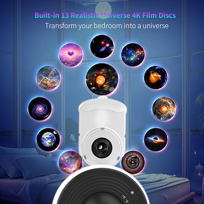 Galaxy Projector Pro Sound Machine, 13 in 1 Planetarium Projector Pro for Bedroom, Bluetooth Music & White Noise, Galaxy Star Night Light Projector for Kids Adults Room