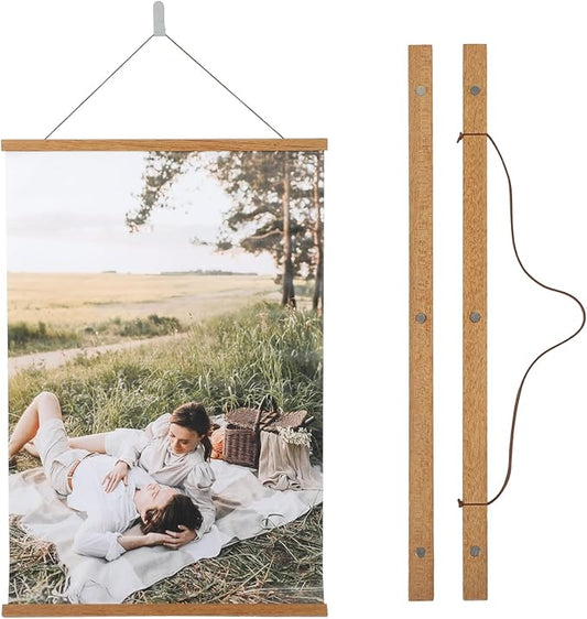 Custom Photo Prints with Magnetic Hanger Frame Canvas Poster Prints With Your Photos Personalized Pictures Wall Art Decor Framed Gift for Mom/Women(16''x16'')