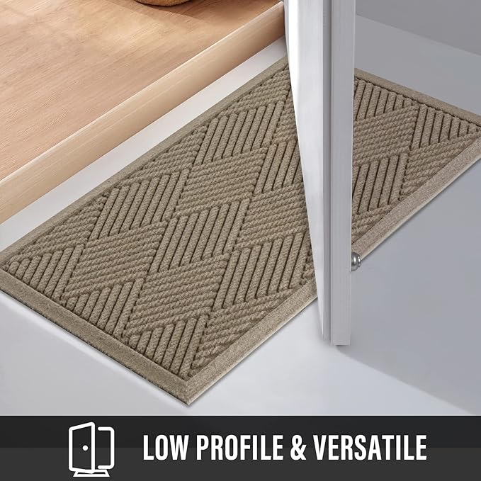 HIYARD Sturdy Front Door Mat, Absorbent Muddy Dirt Resist Welcome Door Mats Outdoor Indoor, Stain and Fade Resistant, Non-Slip Rubber Backing Low Profile Doormat for Entryway, 72×24, Beige