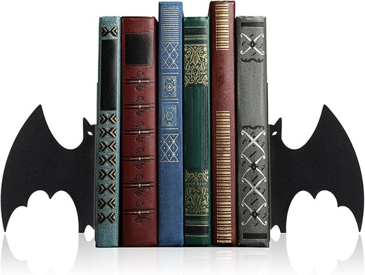 Geelin Metal Bat Bookends Set of 2 Styles Gothic Book Ends for Shelves Bookshelf Home Office Desk Bookshelf Decor Gift for Lovers and Reading Enthusiasts