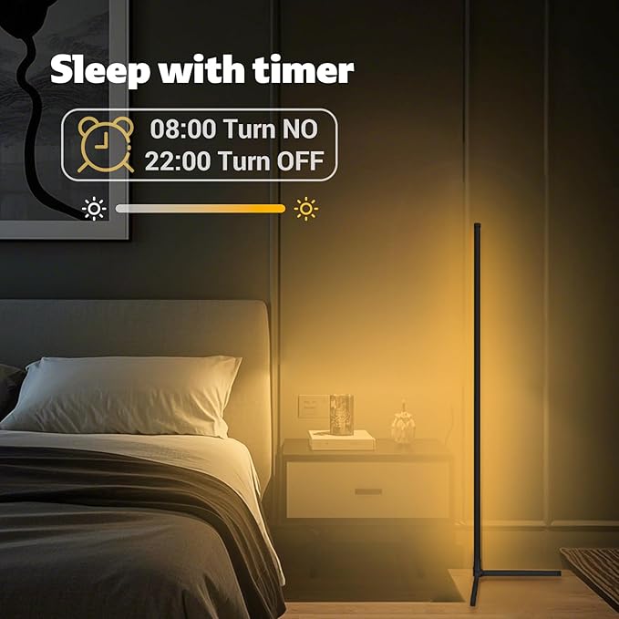 LED Corner Floor Lamp, 68+ Scenes, 16 Million Colors Corner Light with App & Remote Control, 65” Smart RGB Ambient Lighting with Music Sync, Mood Lighting for Bedroom, Living Room, Gaming Room