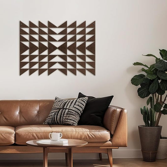 SIGNLEADER Metal Wall Decor Triangle Composition Minimalist Modern Luxury Wall Sculpture Hangings 3D Statue Home Decoration for Living Room, Bedroom, Bathroom, Kitchen, Fireplace, Office - 18" Bronze