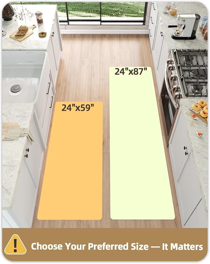 Color&Geometry Kitchen Floor Mats Anti Fatigue, Cushioned Boho Rugs,Waterproof Non Slip Kitchen Runner for Sink, Standing Mats for Office,24"x59",Grey
