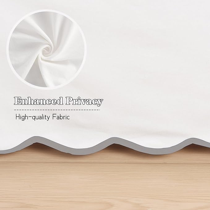 HIG Off-White Chic Twin XL Bed Skirt - Easy Fit Scallop Edge Pleated Bedskirts, 14 Inch Drop Anti-Slip Dust Ruffle, Thick Fabric for Enhanced Privacy, Pre-Washed for Long-Lasting Use(N60022)