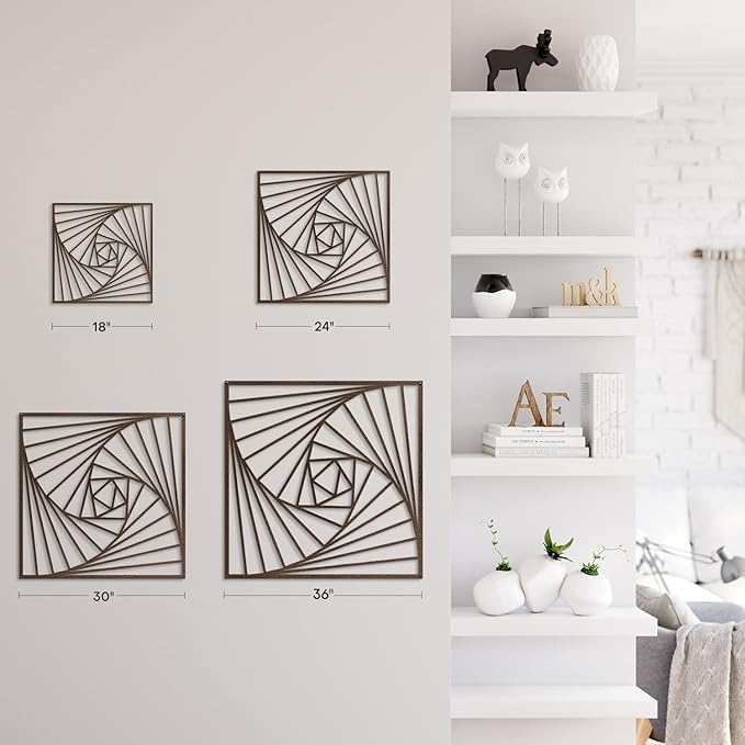 SIGNLEADER Metal Wall Decor Spiral Lines Minimalist Modern Luxury Wall Sculpture Hangings 3D Statue Home Decoration for Living Room, Bedroom, Bathroom, Kitchen, Fireplace, Office - 18" Bronze