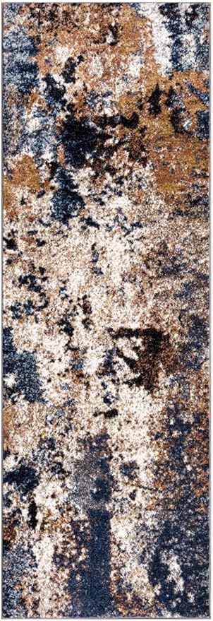 Keen Home Design Area Rugs - 2x14 Non-Shedding, Abstract Rugs for Kitchen, Living Room, Bedroom, Dining Room, Entryway - Size: 2'8" x 14', Multi