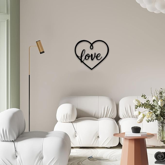 GlintHome Black Metal Wall Decor - Letter(love) Wall Art for Bedroom Living Room Office Home Decor