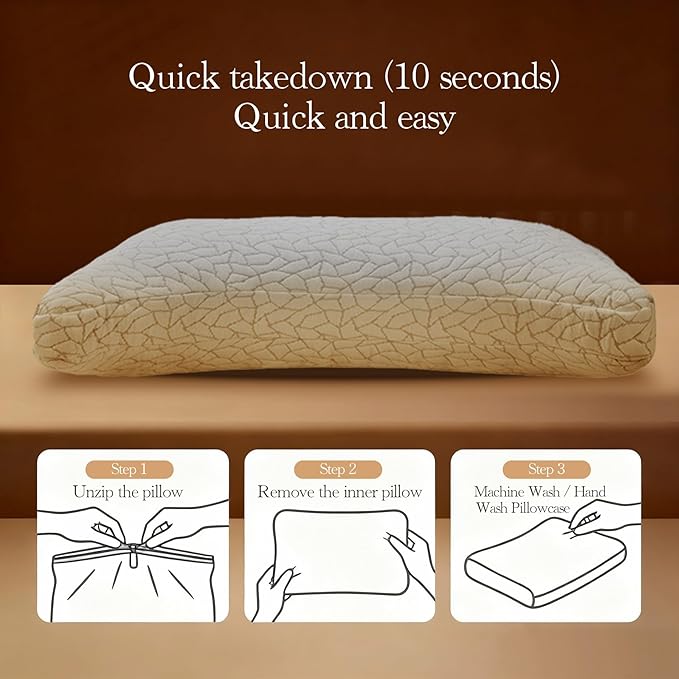 Luneast Memory Foam Pillows for Sleeping Adjustable Breathable Bed Pillow for Side, Back, and Stomach Sleepers Washable Pillow Cover Stardust King Size 18x34IN