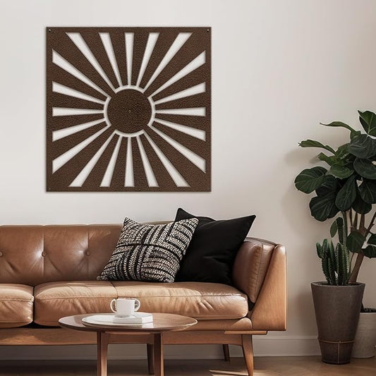 SIGNLEADER Metal Wall Decor Sun Ray Minimalist Modern Luxury Wall Sculpture Hangings 3D Statue Home Decoration for Living Room, Bedroom, Bathroom, Kitchen, Fireplace, Office - 24" Bronze