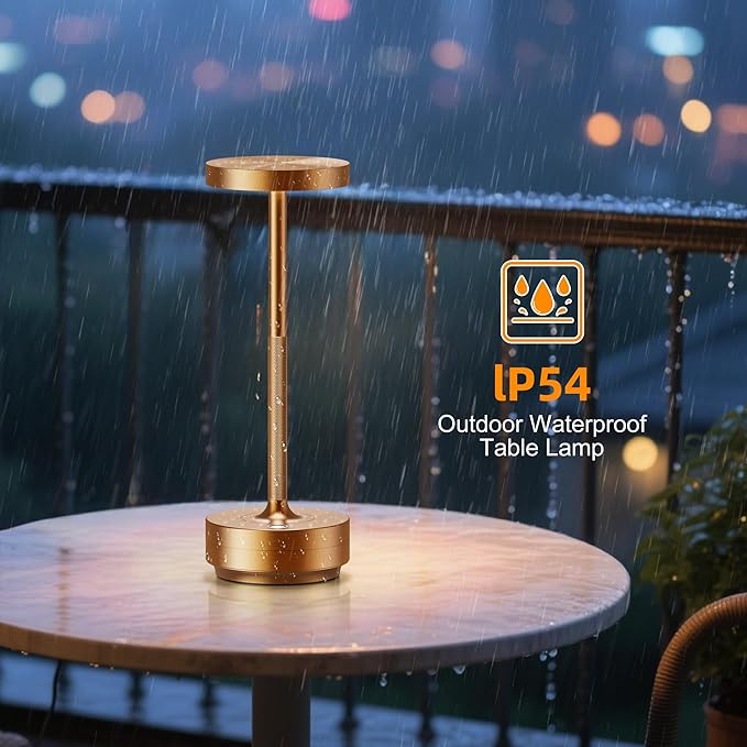 2 Pack Cordless Table Lamp Rechargeable - Waterproof, Touch 3-Color Lighting Portable LED Table Light for Outdoor,Patio,Restaurant.(2 Pack Titanium)