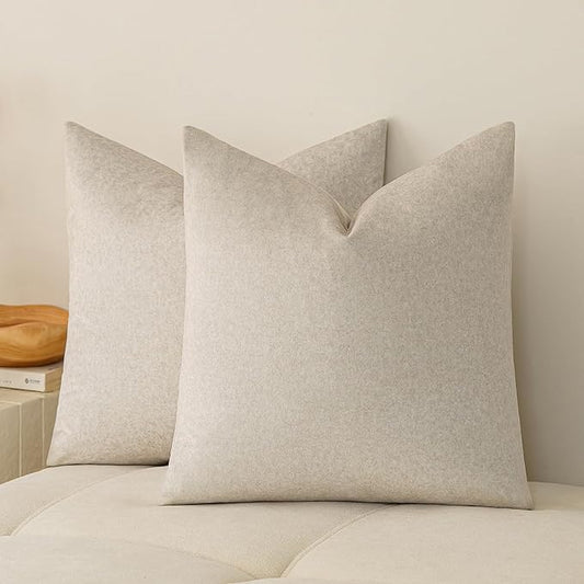 a moment Set of 2 Decorative Pillow Covers,18x18 Inch Waterproof Throw Pillow Cases,Pet-Friendly Stain-Resistant Cushion Covers for Sofa Couch Bed Outdoor Ivory