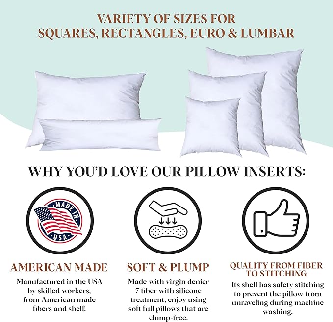 Pillowflex Synthetic Down Pillow Insert - 20x26 Down Alternative Pillow, Ultra Soft Standard Bed Sleeping Pillow, Large Rectangle Sham - 1 Decorative Pillow Form