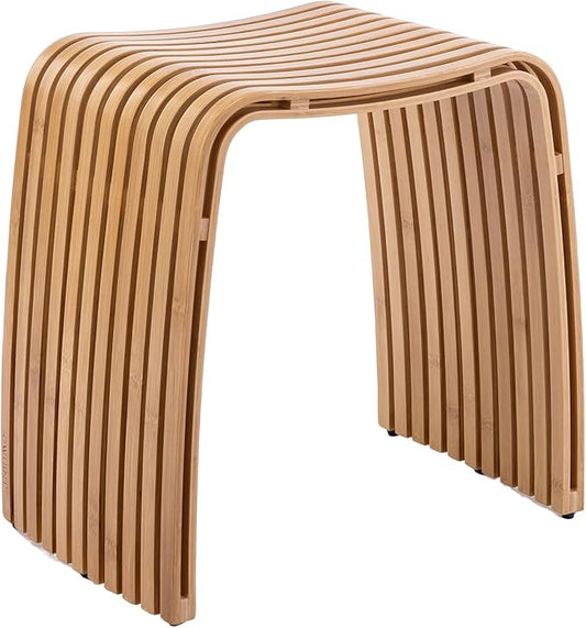 Bamboo Bathroom and Dining Stool, Bamboo Bench, Durable and Beautiful Designed for Bathroom Room, Dining Room, Living Room and Bedroom,