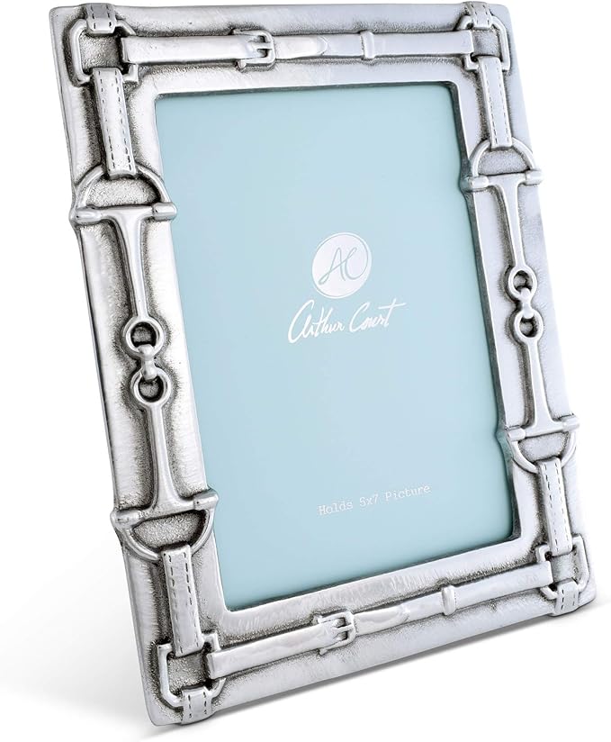 Arthur Court Aluminum Equestrian Bit Pattern Photo Frame, 5x7 inches - Elegant Metal Picture Frame with Western Design, Perfect for Cowgirl, Cowboy, Polo Rider, or Ranch Country Home Decoration