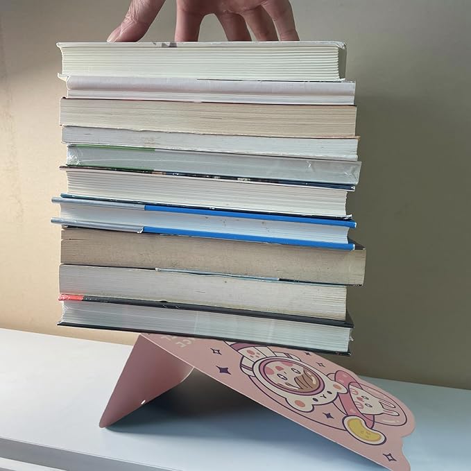 2 Pack Metal Bookends,Non-Slip Cartoon Girl Astronauts&Flying Saucer Book Stopper,5.3"x3.9"x8"Heavy Duty Premium Decorative Book End, Supports for Kids Children Shelves,School,Room,Learning Gift