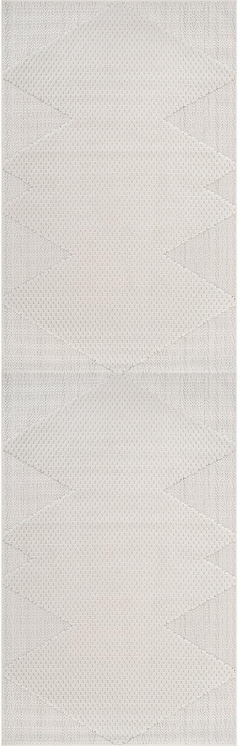 Luul Home Modern Micro Loop Indoor Runner Rugs for Living Room Bedroom Kitchen Geometric Triangle White 2x7 Luxury Durable Low and High Pile Non-Shedding Stain Resistant Soft Area Carpet 2 x 7