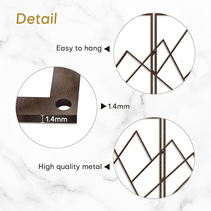 SIGNLEADER Metal Wall Decor Triangle Mountains Line Minimalist Modern Luxury Wall Sculpture Hangings 3D Statue Home Decoration for Living Room, Bedroom, Bathroom, Kitchen, Fireplace, Office - 24" Bronze