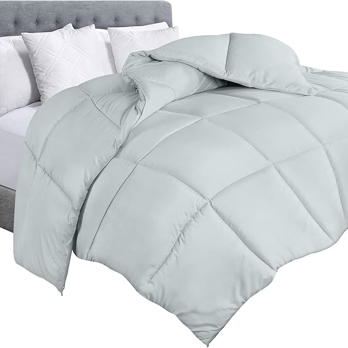 Utopia Bedding Comforter Duvet Insert, Quilted Comforter with Corner Tabs, Box Stitched Down Alternative Comforters Queen Size (Light Grey)