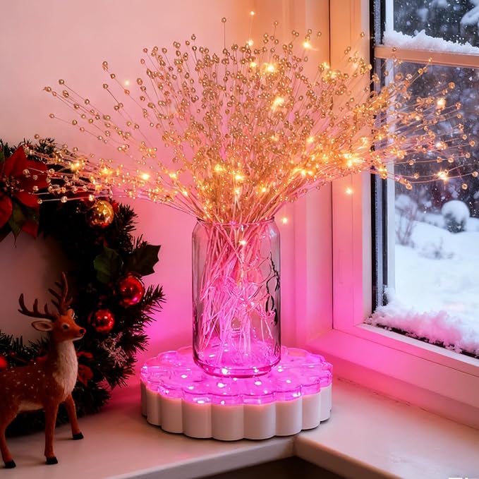 6 Inch Round LED Light Base - 13 Colors, Brightness Adjustable & Color Changing Modes, Rechargeable Built-in Battery, Decorative Mood Light for Vase Centerpieces & Tablecloth Illumination